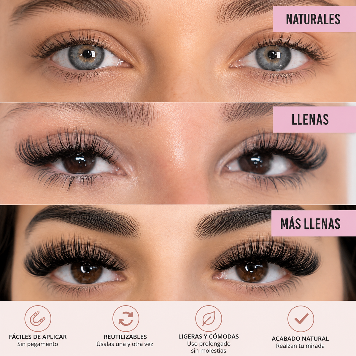 Pestañas Magnéticas Reutilizables 3D